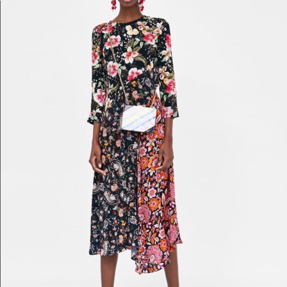 Zara patchwork print dress